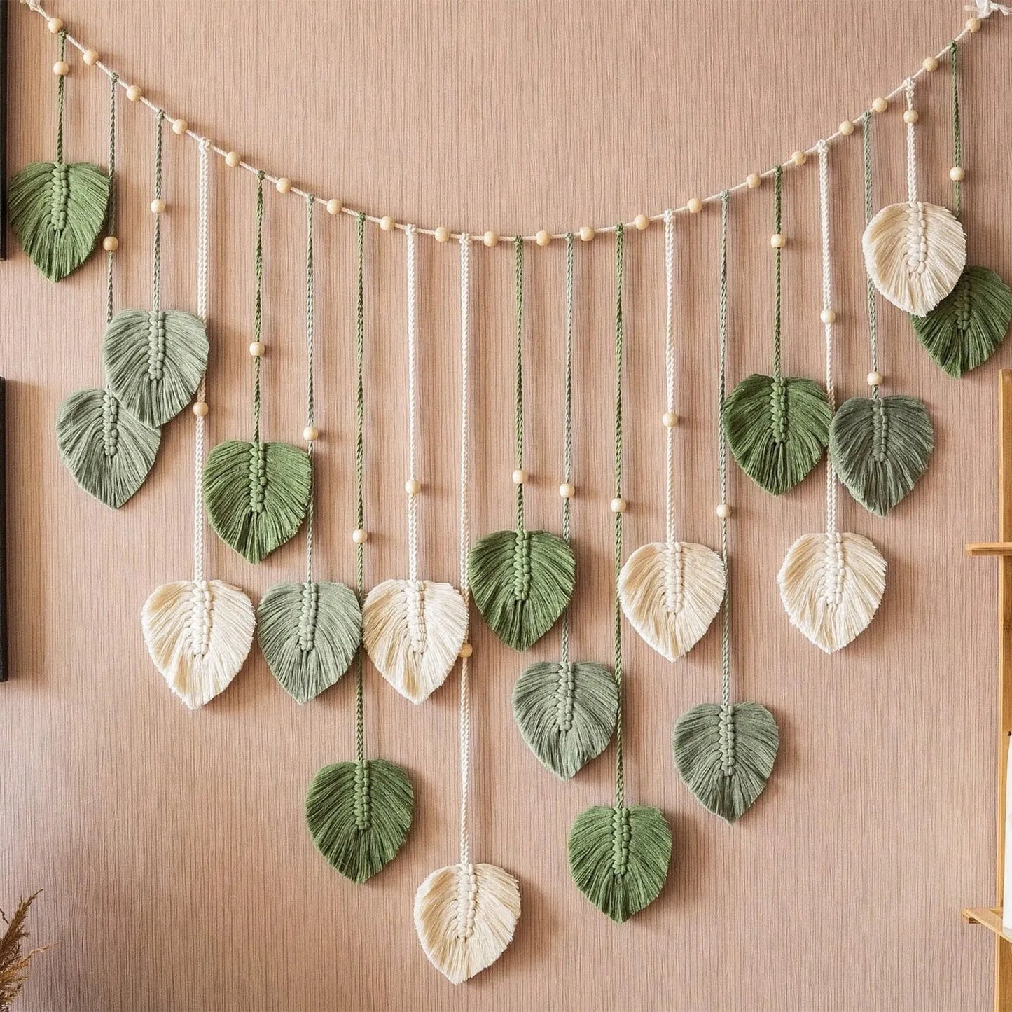 Tenture Murale en Macramé Feuilles - Décoration Bohème Naturelle