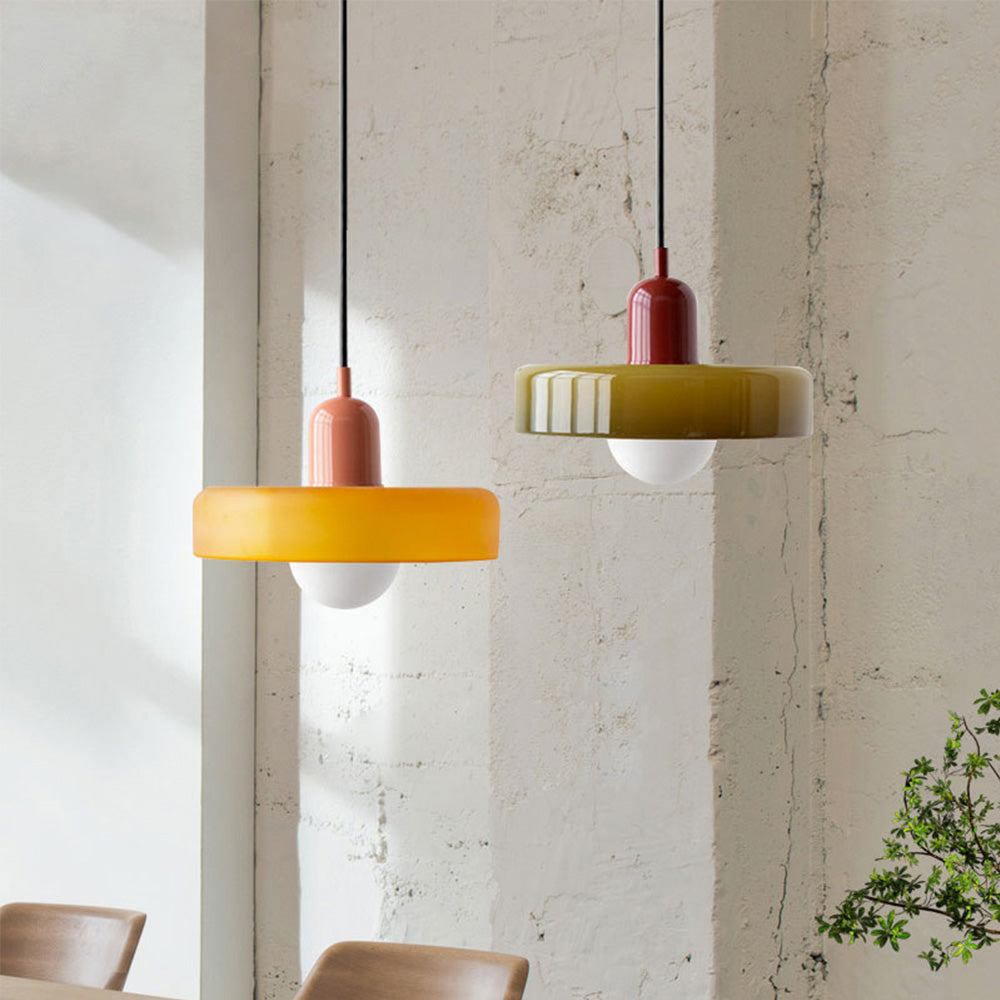 Lampe à suspension en verre Style Bauhaus Colorée
