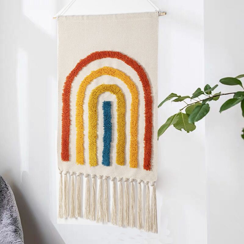 Tenture Murale en Macramé Coton Lin - Tapisseries Tissées à la Main