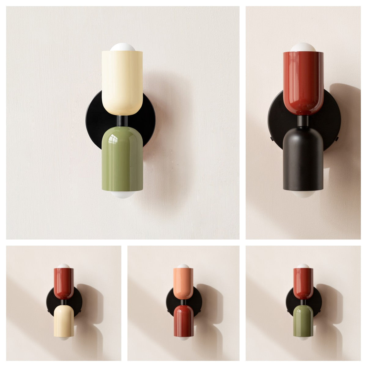 Applique Murale LED Double Tête - Crème avec Options Multi-Couleurs
