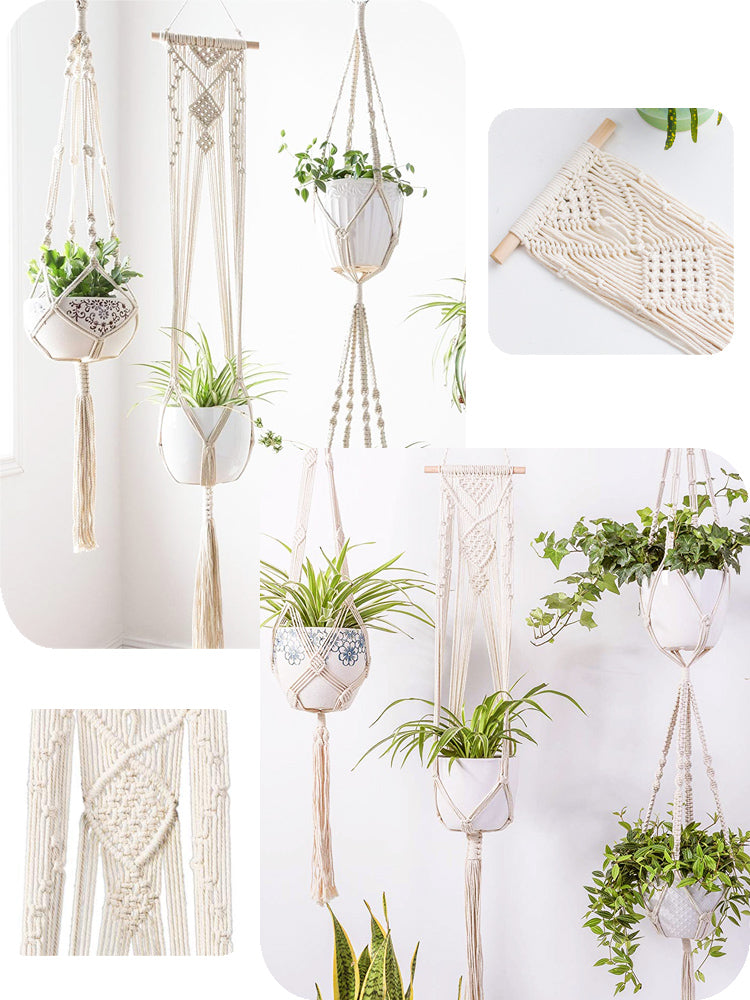 Ensemble de 5 Suspensions en Macramé pour Plantes
