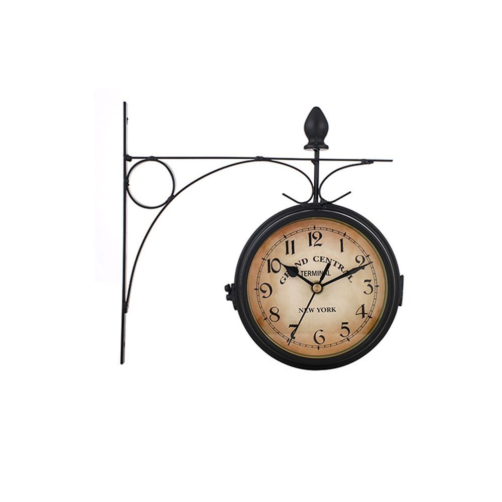 Horloge murale double face en fer forgé rétro