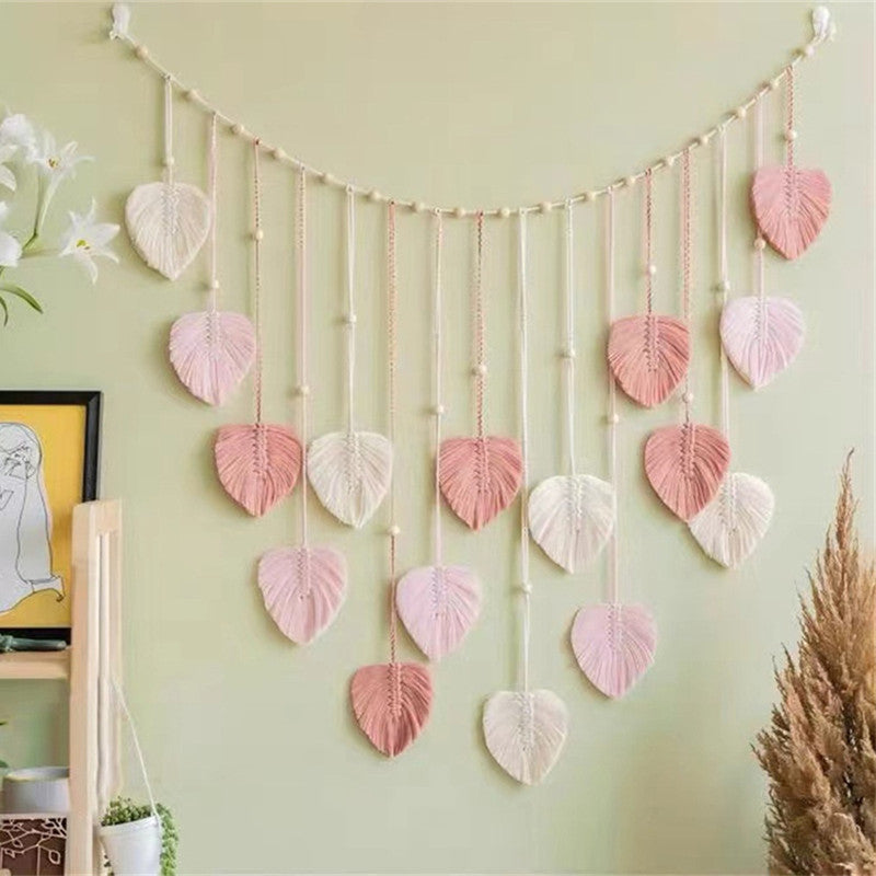 Tenture Murale en Macramé Feuilles - Décoration Bohème Naturelle