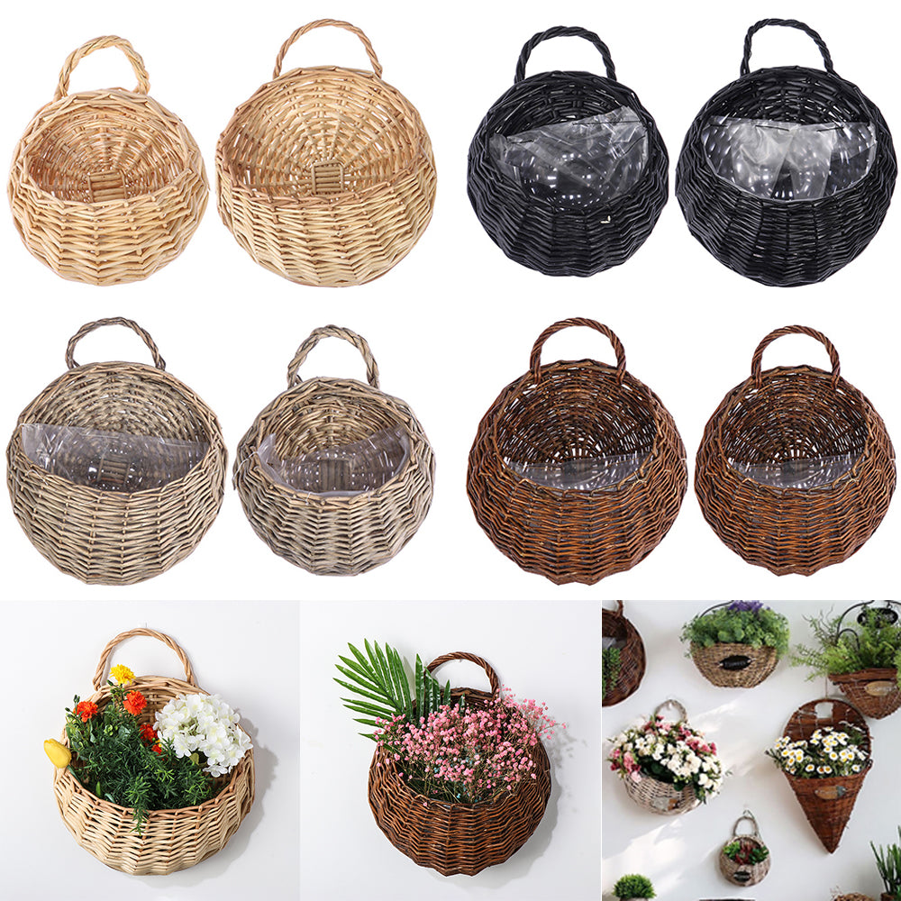 Panier Mural Suspendu en Rotin - Pot de Fleurs et Panier de Rangement