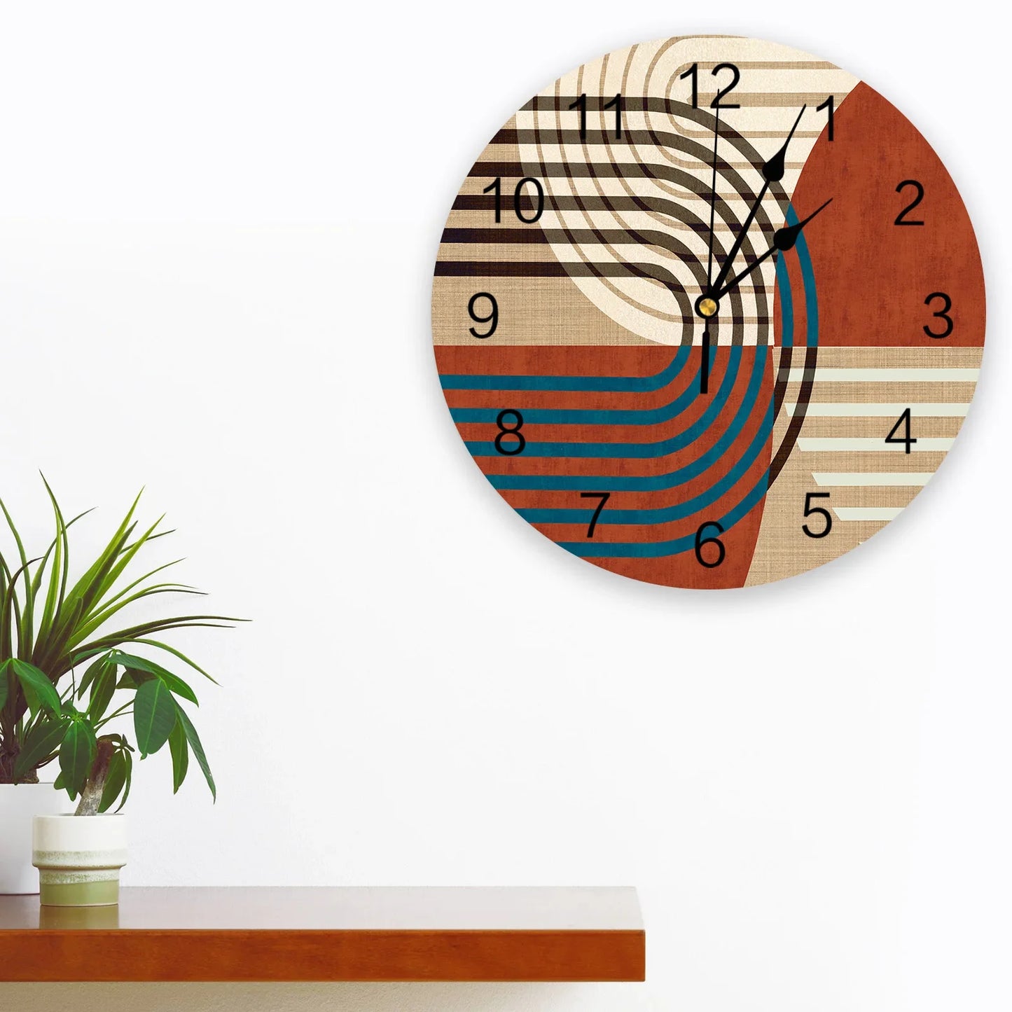 Horloge Murale Vintage Silencieuse - Design Géométrique Élégant