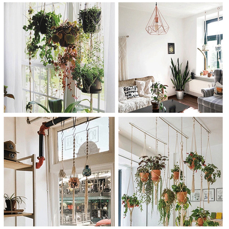 Ensemble de 5 Suspensions en Macramé pour Plantes