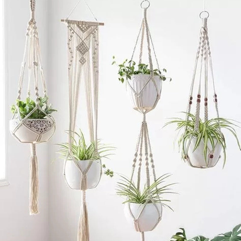 Ensemble de 5 Suspensions en Macramé pour Plantes