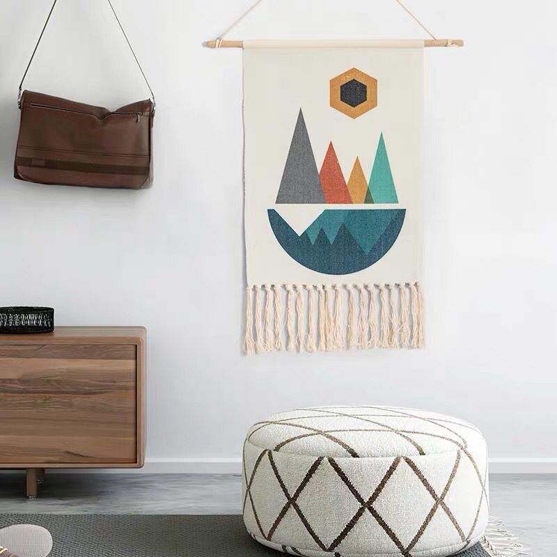 Tenture Murale en Macramé Coton Lin - Tapisseries Tissées à la Main