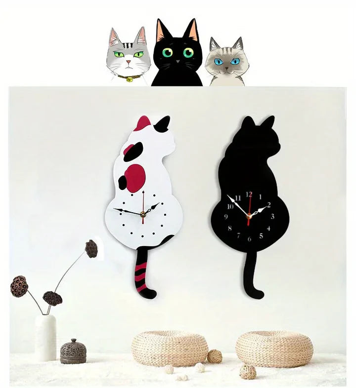 Horloge à pendule chat