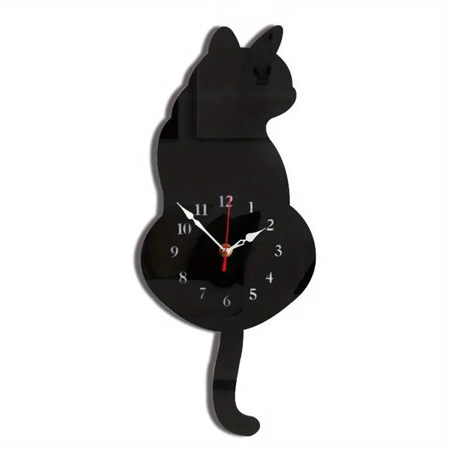 Horloge à pendule chat