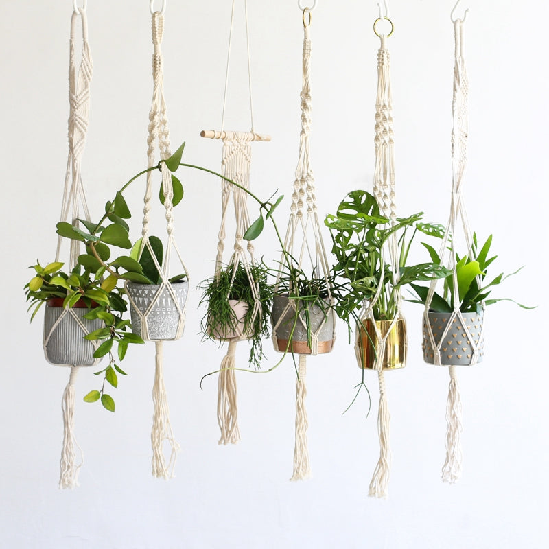 Ensemble de 5 Suspensions en Macramé pour Plantes