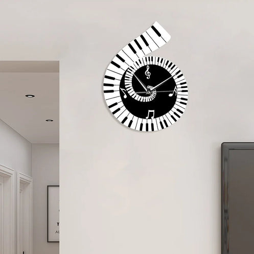 Horloge Murale avec Clé de Sol et Clavier de Piano
