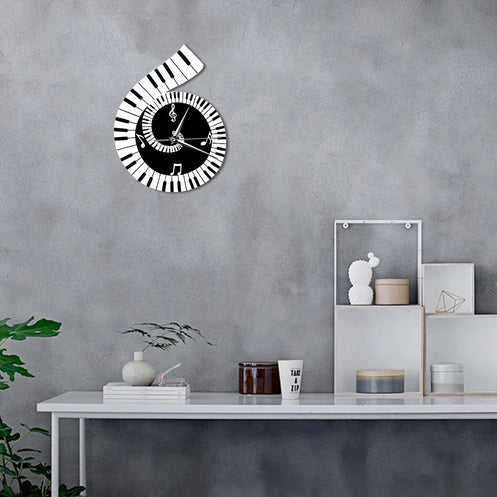 Horloge Murale avec Clé de Sol et Clavier de Piano