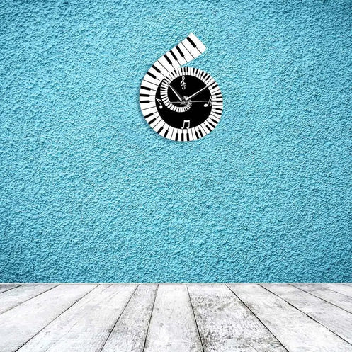 Horloge Murale avec Clé de Sol et Clavier de Piano