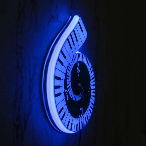 Horloge Murale avec Clé de Sol et Clavier de Piano