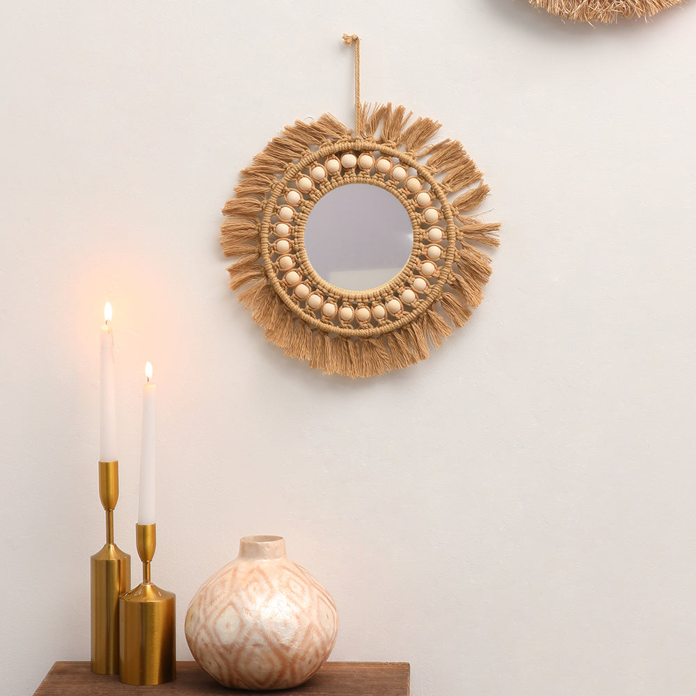 Miroirs Muraux Ronds Tissés à la Main,