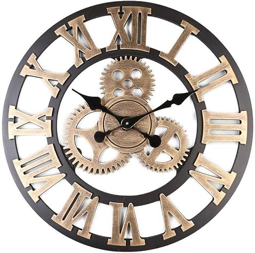 Horloge Murale 3D Vintage en Bois - Style Industriel Steampunk
