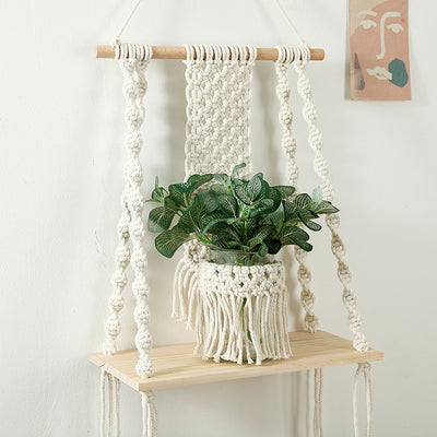 Étagère Murale en Macramé pour Plantes - Décoration Bohème Luxueuse