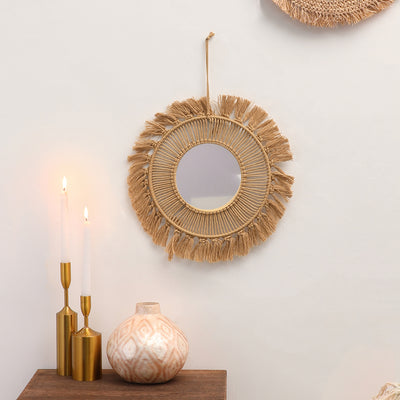 Miroirs Muraux Ronds Tissés à la Main,
