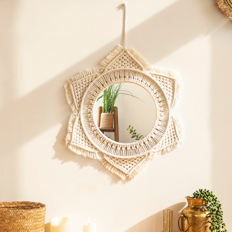 Miroirs décoratifs nordiques en macramé