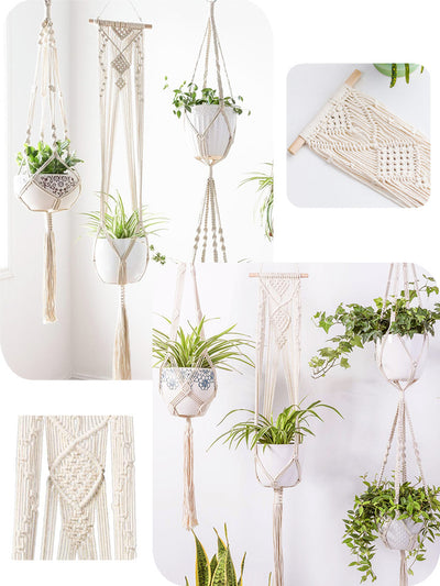 Ensemble de 5 Suspensions en Macramé pour Plantes