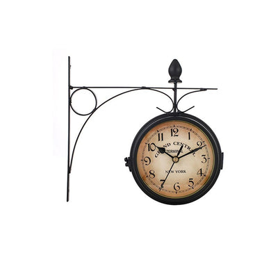 Horloge murale double face en fer forgé rétro