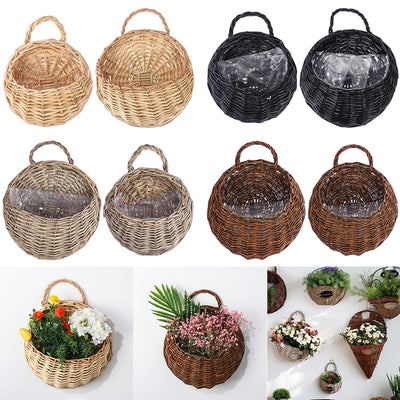 Panier Mural Suspendu en Rotin - Pot de Fleurs et Panier de Rangement