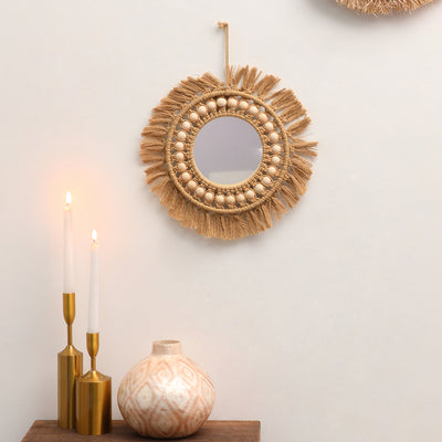 Miroirs Muraux Ronds Tissés à la Main,