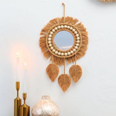 Miroirs Muraux Ronds Tissés à la Main,