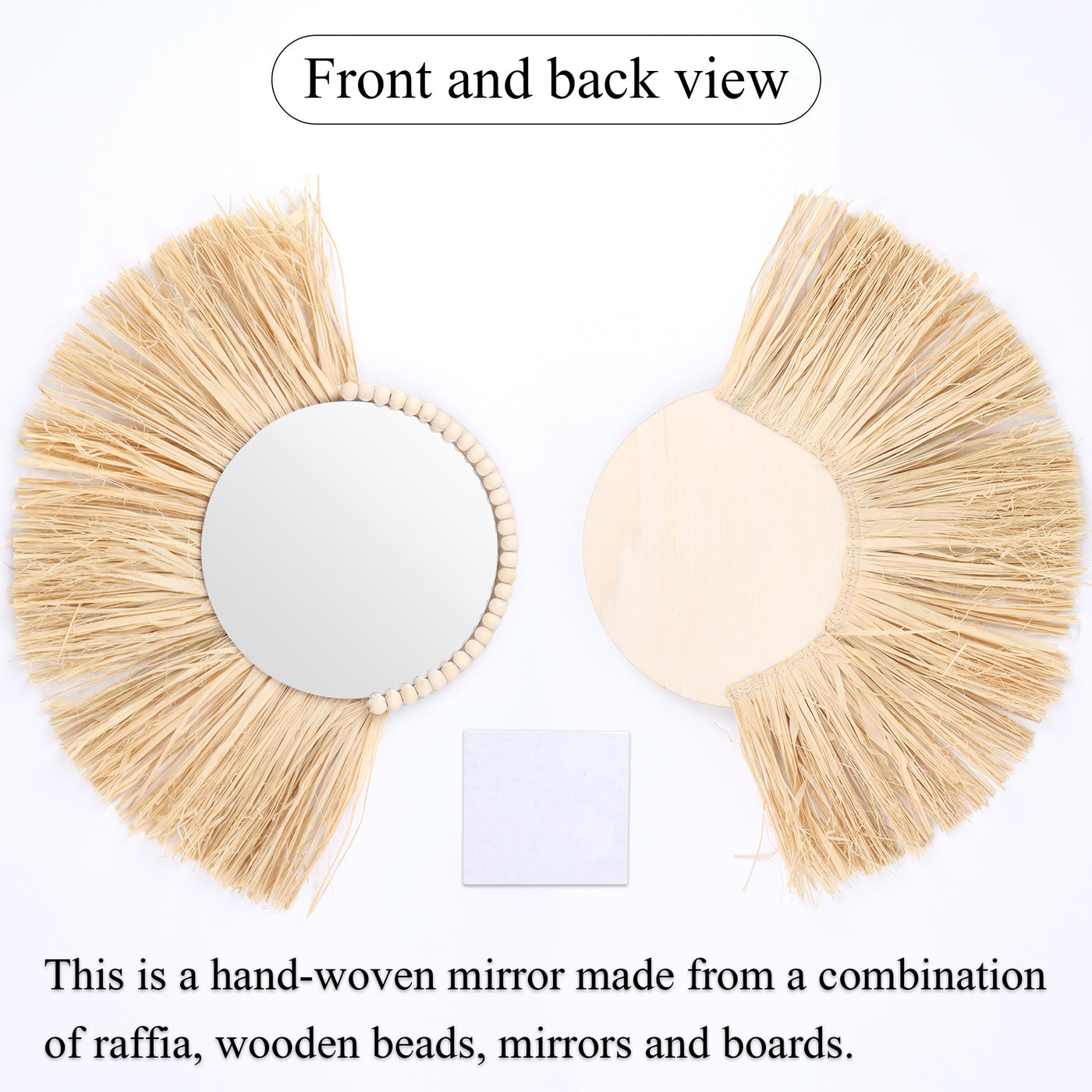 Miroir de paille tissé à la main pour la décoration de la maison