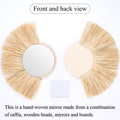 Miroir de paille tissé à la main pour la décoration de la maison