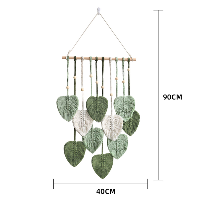 Tenture Murale Macramé avec Feuilles - Décoration Murale Bohème Chic