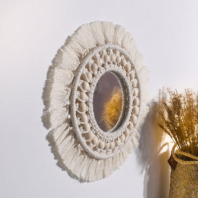 Miroir Rond en Macramé pour Décoration Murale Style Boho