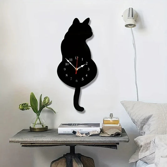 Horloge à pendule chat