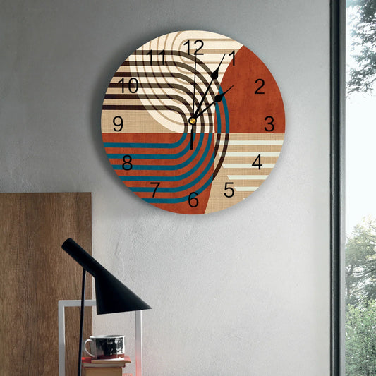 Horloge Murale Vintage Silencieuse - Design Géométrique Élégant