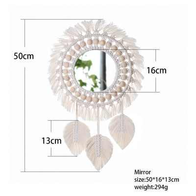 Miroir Rond en Macramé pour Décoration Murale Style Boho