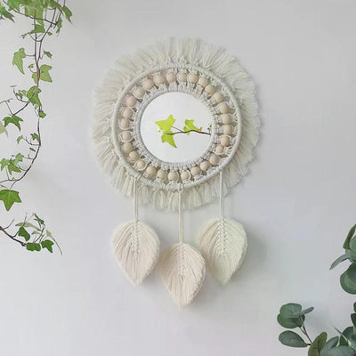 Miroir Rond en Macramé pour Décoration Murale Style Boho