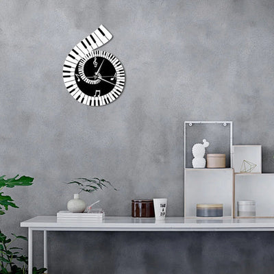 Horloge Murale avec Clé de Sol et Clavier de Piano