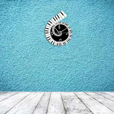 Horloge Murale avec Clé de Sol et Clavier de Piano