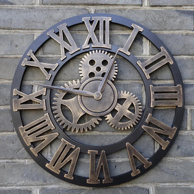 Horloge Murale 3D Vintage en Bois - Style Industriel Steampunk