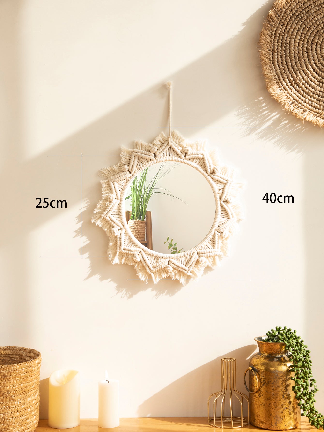 Miroirs décoratifs nordiques en macramé