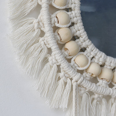 Miroir Rond en Macramé pour Décoration Murale Style Boho