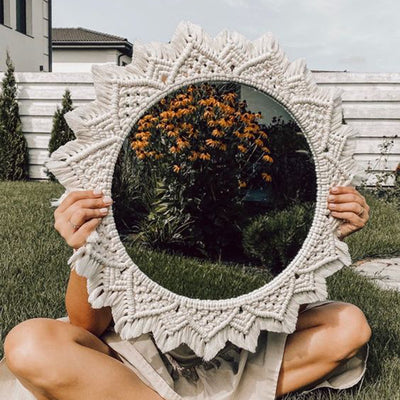 Miroir mural en rotin nordique